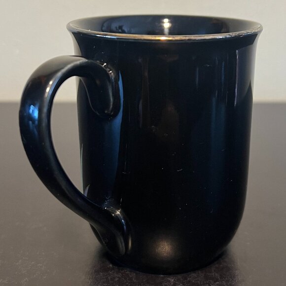 Vintage OTAGIRI JAPAN Floral Iris Daylilies Black Porcelain Cup w/ Metallic Gold - Picture 7 of 11